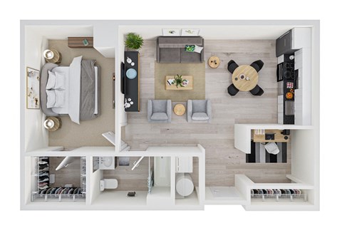 Floor plan for 1 bed, 1 bath, 820 sqft